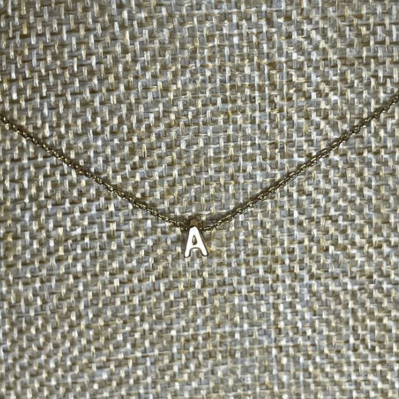 14K Gold Plated Small Letter 'A' Pendant Clasp Necklace - Picture 4 of 4